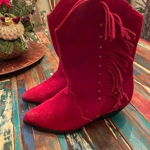 Vintage leather fringed cowboy boots